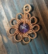Flower Copper Pendant Daisy Mandala Amethyst ...