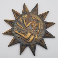 Vintage 1967 11" Syroco MCM Zodiac Astrology Virgo Maiden Sun Wall Plaque