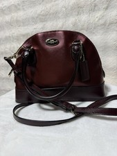 COACH Cora Mini Tote Purse Clutch Oxblood Cherry Metallic Satchel Leather Bag
