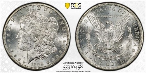 1889-S $1 Silver Morgan Dollar PCGS MS61 Blast White #0458