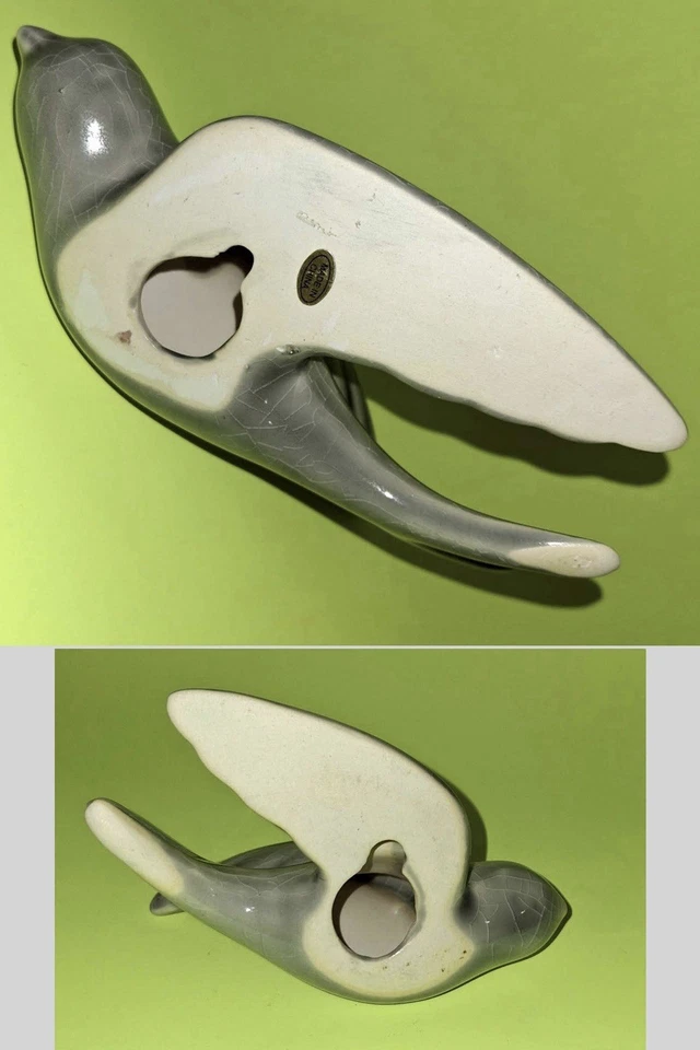 Par de pájaros golondrina voladores colgantes de cerámica gris Foto 4 de 4