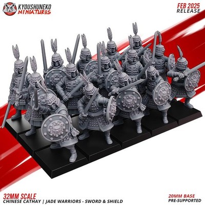 Ancient Chinese Cathay Jade Warriors Swordsmen Unit (10 models) Various Scales