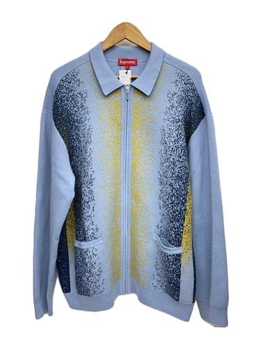 Cardigan Supreme (mince XL laine bleu 22SS rayure dégradée fermeture éclair occasion