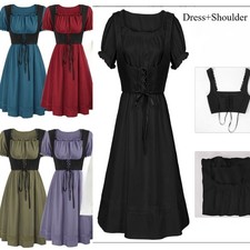 Womens's Off Shoulder Lace Medieval Renaissance Costume Cosplay Gothic Dress