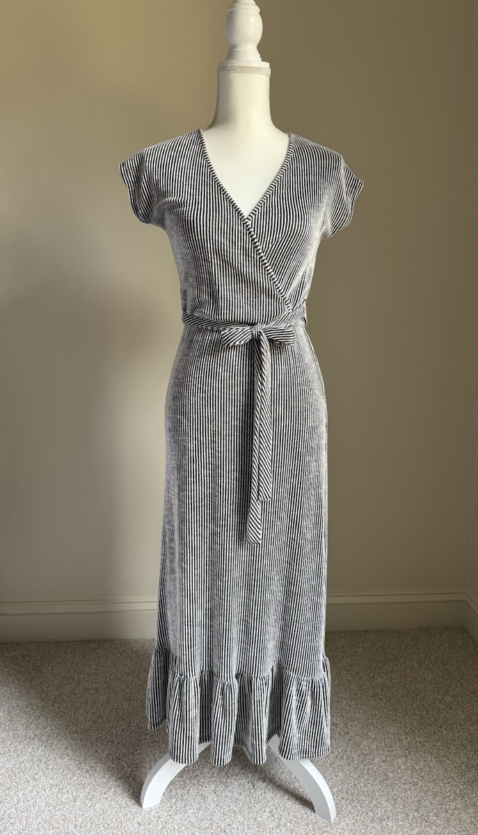 Set of 2 CAUTION TO THE WIND Black & White Striped Knit Maxi Dresses - Sz S