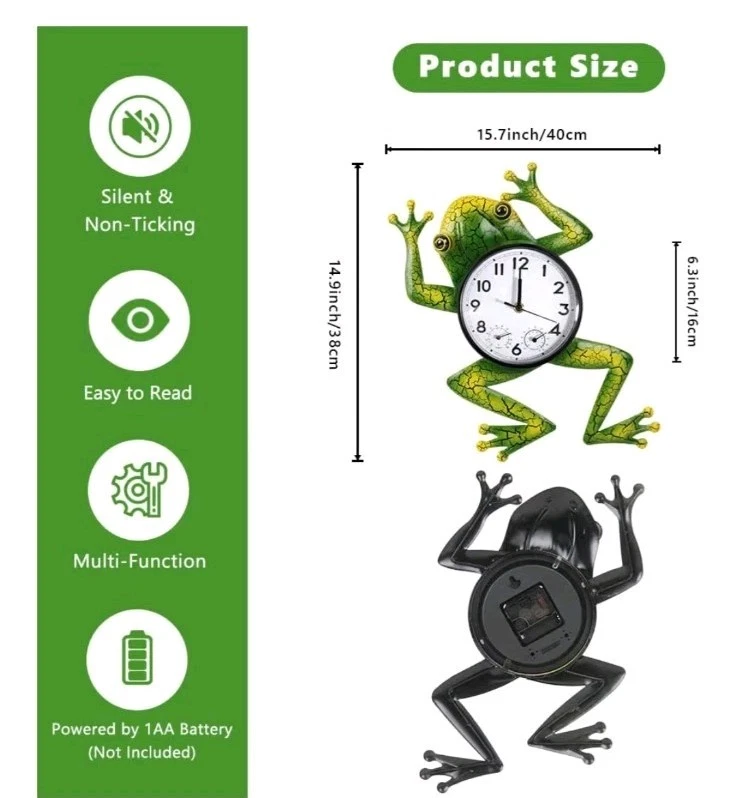 Frog Outdoor Clock with Thermometer & Humidity - Image 3 of 4