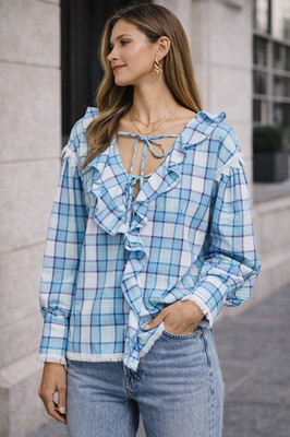 Damen Frauen Bluse Shirt Top Größe UK 8 MSGM Rüschen Drop Shoulder 100 % Baumwolle