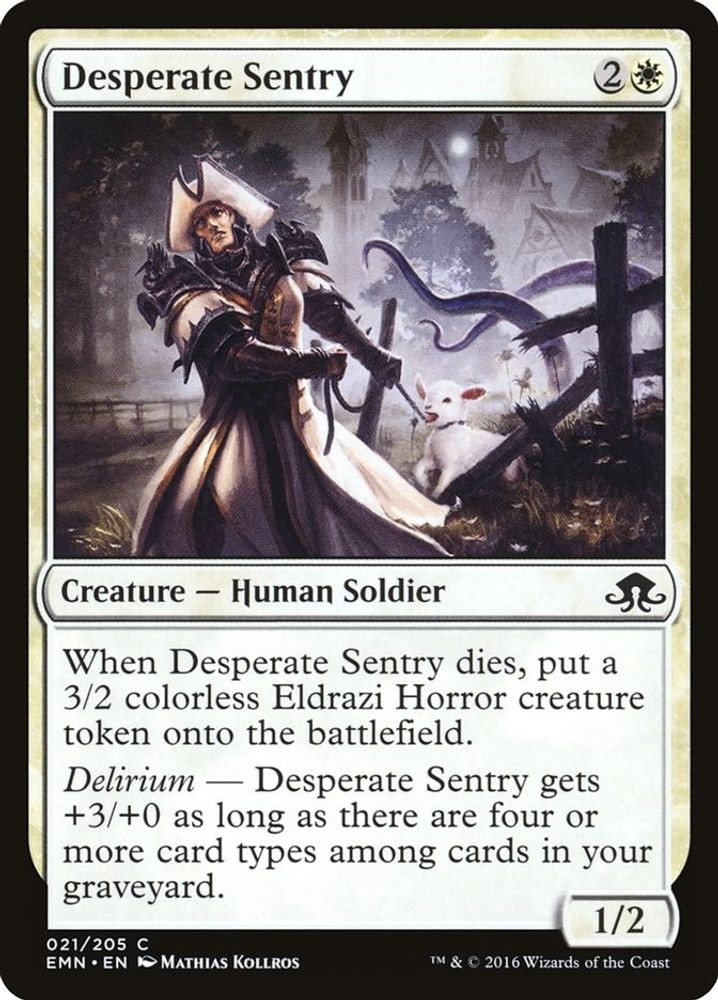 2016 Magic: The Gathering: Eldritch Moon - Desperate Sentry (#21, C, Near Mint)