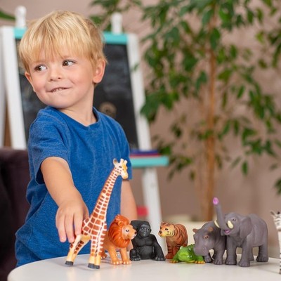 Learning Minds 8 Jumbo Jungle Wild Zoo Animal Play Figures Toys
