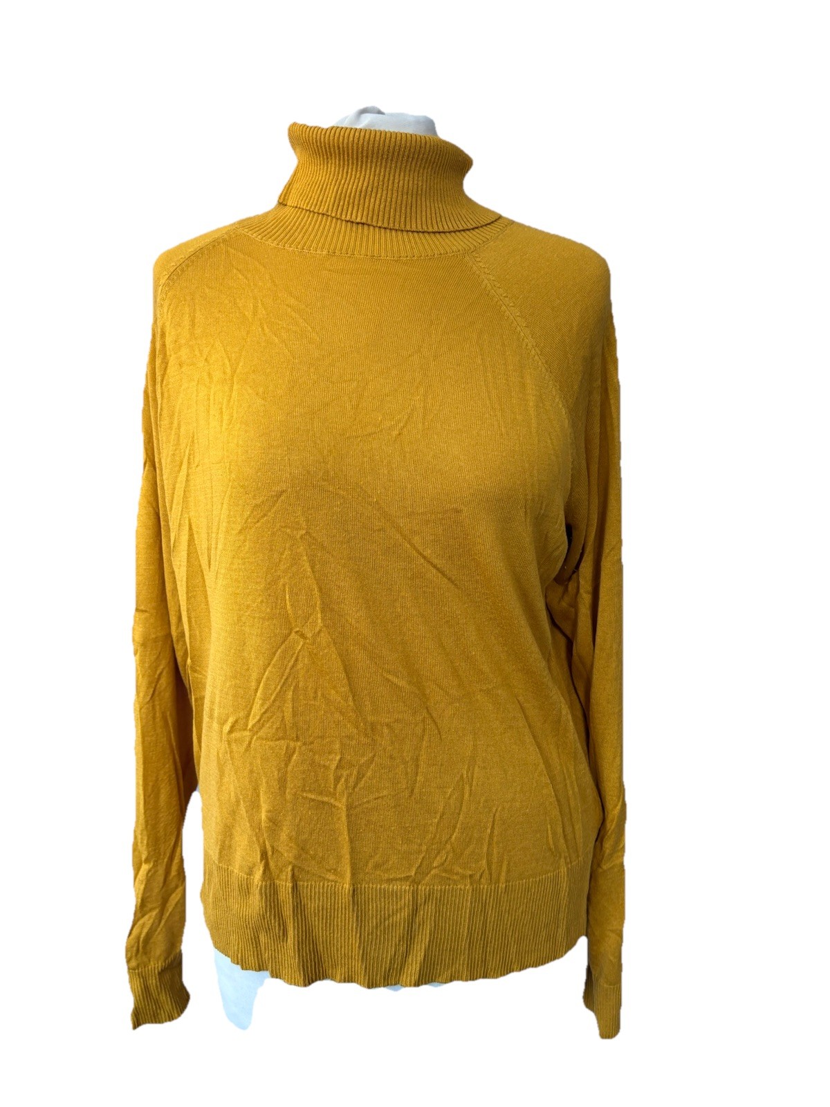 H&M Mustard Roll Neck Jumper L Long Sleeve Pulllver Acrylic Blend Knit Women’s