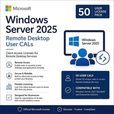 Remote Desktop Service RDS CAL - Windows Server 2025 50 User/Device Connections