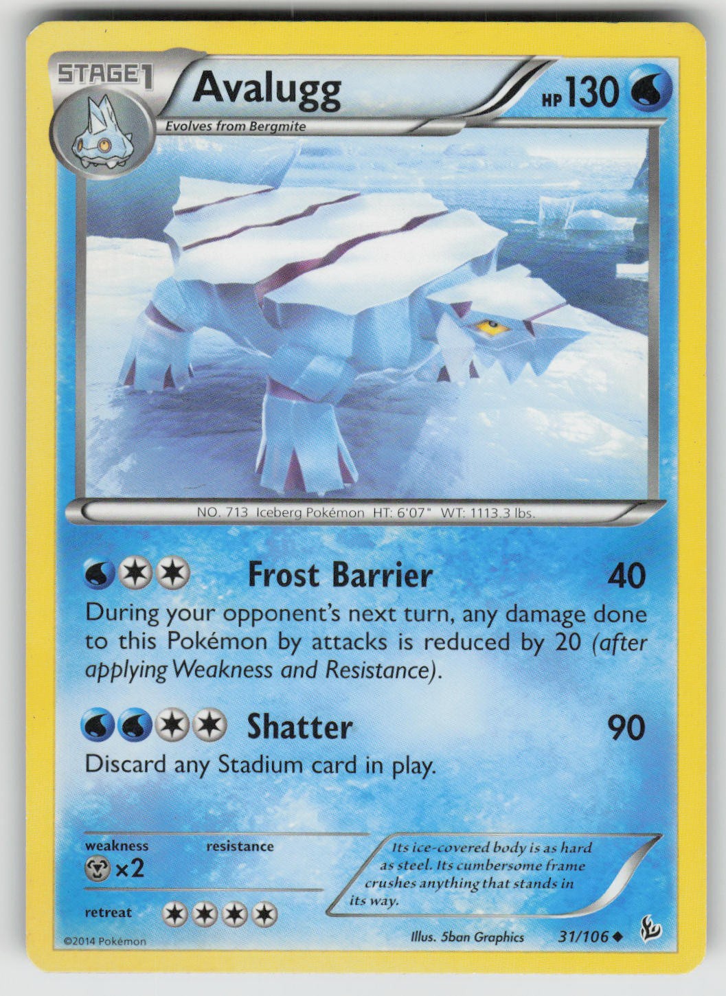 Avalugg 31/106 Uncommon Flashfire Pokemon Heavily Played
