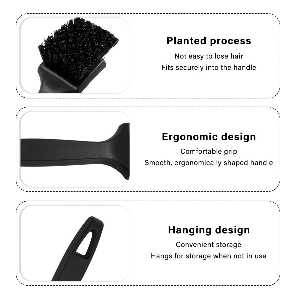 KVAEY Car Carpet Cleaning Brush, Wheel Hub Scrub Brush Floor Mat Cleaning Bru...