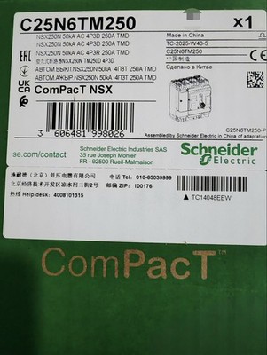 C25N6TM250 Brand New Schneider MCCB ComPacT NSX250N 50kA TMD 250A 4P3D F 50/60Hz