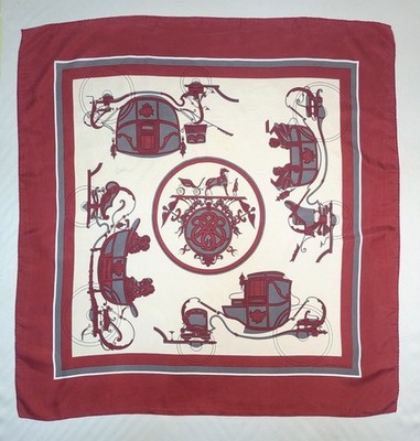 RARE Vintage Hermès Scarf 90 cm (35'') ROUE LIBRE Philippe Ledoux Carriage Silk