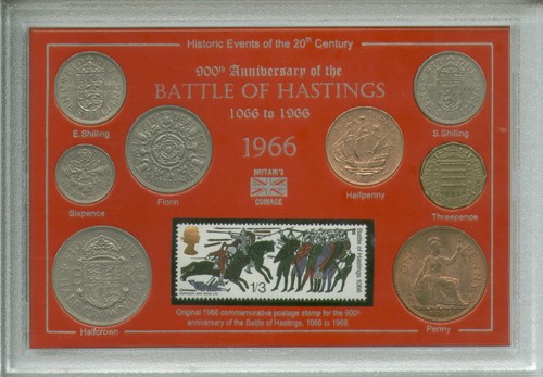 Battle of Hastings King Harold & William The Conqueror Coin Stamp Set 1066-1966 - 第 1/1 張圖片