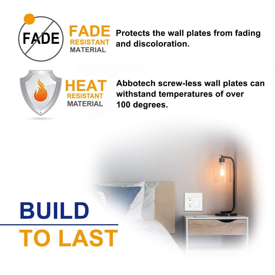 ABBOTECH 2Gang Screwless Decorator Wall Plates, Child Safe Standard