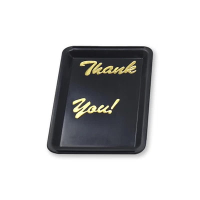 WE CAN SOURCE IT LTD Black Plastic Rectangular Thank You Tip Tray/Bill Presenter For Bar Cash Change