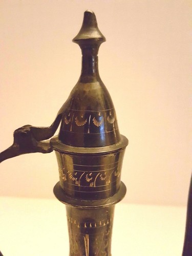 SET VINO REALE DECORATIVO OTTONE NERO ARTIGIANALE VINTAGE DA COLLEZIONE ORIENTALE - Foto 8 di 12