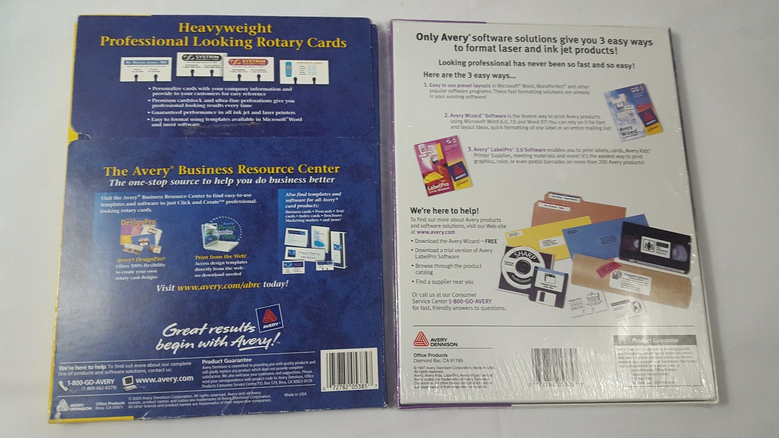 AVERY 5385 LASER PRINTER SMALL ROTARY CARD Rolodex Two Packs 100 NIP+