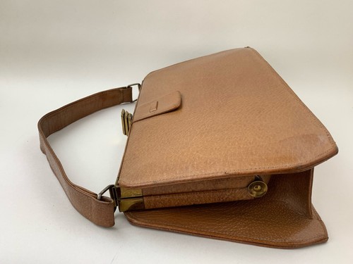 Bolso de Mano Vintage Años 1940 Piel de Cerdo Bronceado Cuero Con Revestimiento de Gamuza y Espejo - Imagen 12 de 22