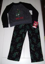 Boys Tree Rex Winter Fleece Dinosaur Christmas Pajamas Sz 4