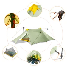 Ultralight Tent 3 Person Lightweight Backpacking Rodless Pyramid Mesh Inner Tent