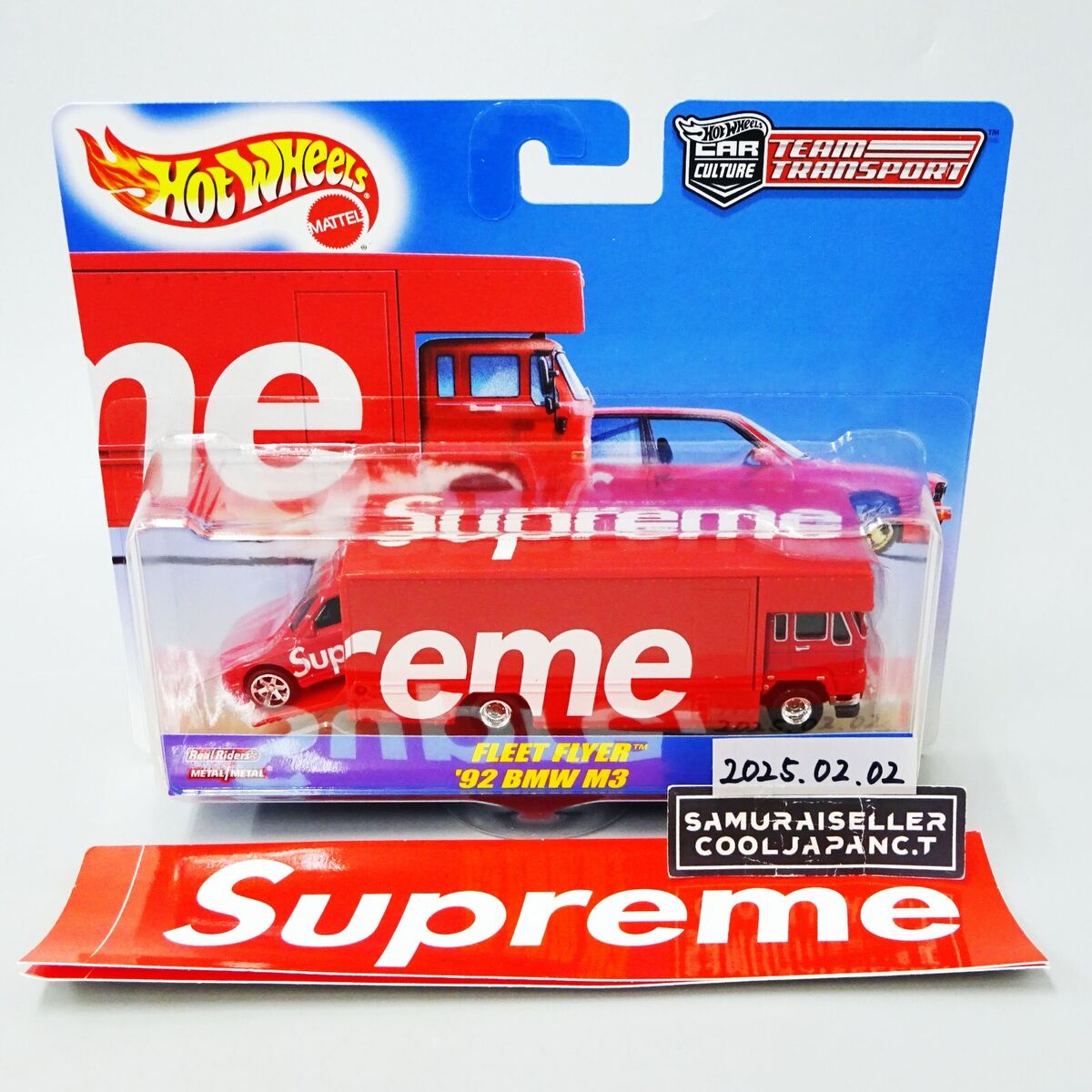 Supreme Hot Wheels Fleet Flyer + 1992 BMW M3 Red IN HAND Supreme Hot Wheels Fleet Flyer + 1992 BMW M3 Red IN HAND