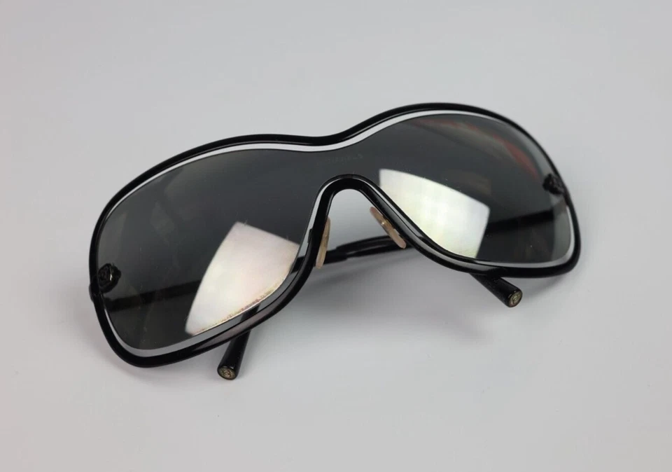 CHANEL Chanel Shield Sunglasses Black×Black Smoke Lens 4031 USED