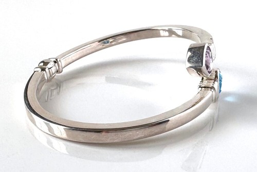 Brazalete Brazalete Plata Esterlina Topacio Azul y Amatista Bisagras Tailandia; X827 - Imagen 4 de 6