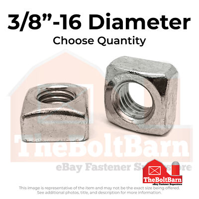 3/8''-16 18-8 Stainless Steel Square Nuts Coarse Thread (Pick Quantity)