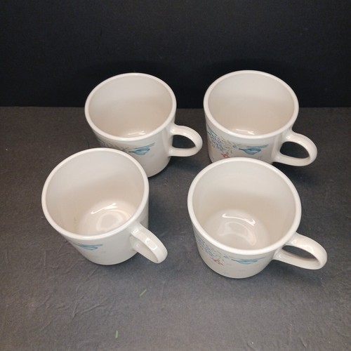 Set of 4 Corning Coffee Cups Mugs Blue Ribbon Off-White No Chips or Stains - Picture 3 of 5