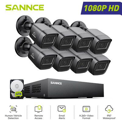 SANNCE 1080P Lite 8CH 4CH 5IN1 DVR Home Security Camera System Outdoor CCTV AI 