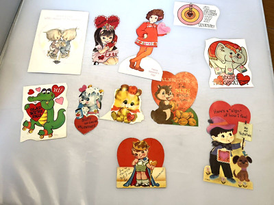 Lot of 11 Vintage Used Valentines Most 60s 70s  Hallmark Others Squirrel Prince