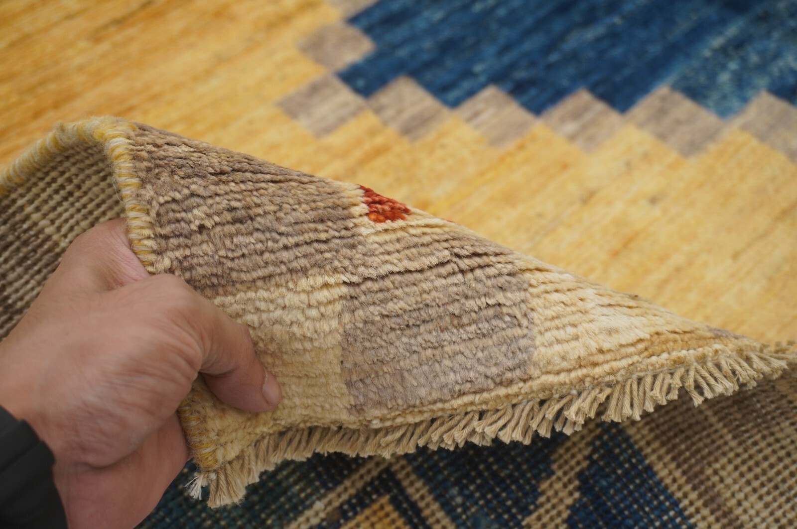 5x7 ft Beige Gabbeh Tribal Afghan Hand Knotted Veg dye Wool Animal Rug ...