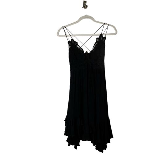 Free People Lacy Black Swing Mini Dress Womens Size Small strapy summer beach - Picture 1 of 7