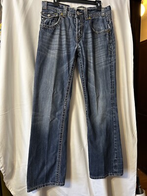 MEK USA Denim Salvador Size 33X34 Bootcut Jeans Distressed