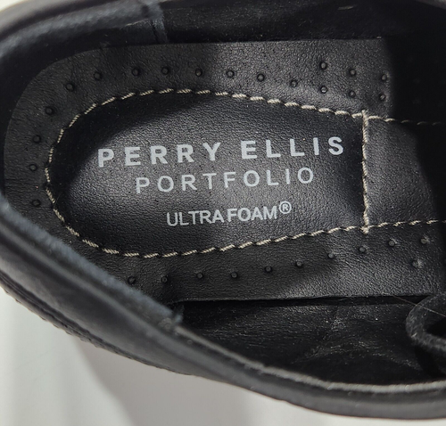 Zapatos de vestir Perry Ellis Portfolio Thom para hombre talla 8 cuero Oxford negro con cordones - Imagen 8 de 13