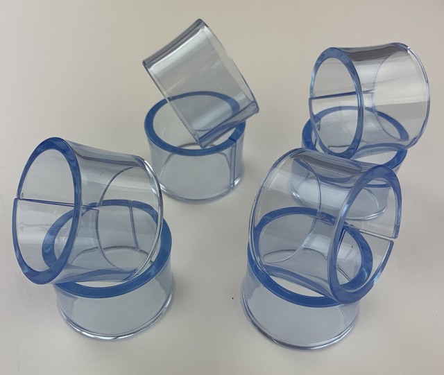 Set Of 8 Clear Blue Acrylic Napkin Rings Year Round Indoor Outdoor 1/8