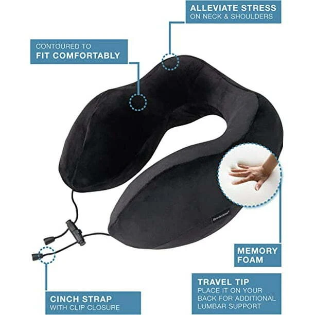 Travel Pillow - 100% Memory Foam Ultra Form Contoured Super and Neck Pillow
