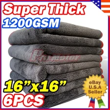 6x 1200GSM Polishing Detailing Microfiber Cleaning Cloth Towel Car No Scratch