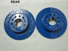 2x Chromebrakes drilled and slotted blue REAR rotors PAIR