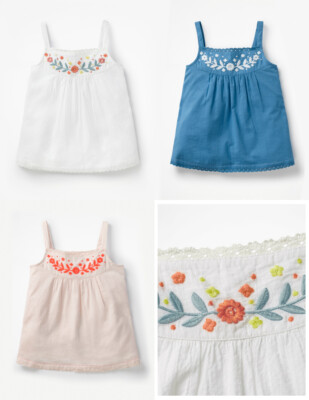 Neu Mini Boden besticktes Trägertop 2-12 Jahre