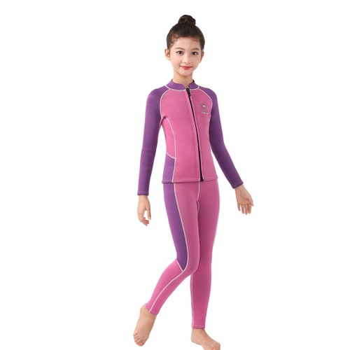 Girls Boys Thermal 2.5mm Wetsuit Set Upf 50+ Rash Guard Shirts With Leggings - Picture 20 of 40