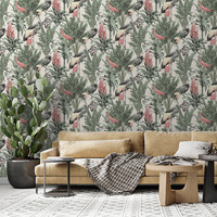 Manu Birds Tropical Tapete AF0020 Exotische Blumen BläTter World Of Wallpaper