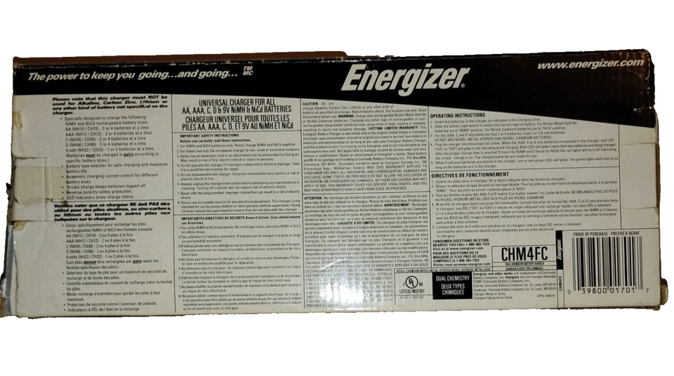 Energizer Rechargeable Universal Battery Charger for AA AAA C D 9V NiMH NiCd - Image 2 of 4