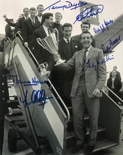 Tottenham 1963 Cup Winners Cup Photo signed By 7 10x8 photo UACC AFTAL B&W Tottenham 1963 Cup Winners Cup Photo signed By 7 10x8 photo UACC AFTAL B&W