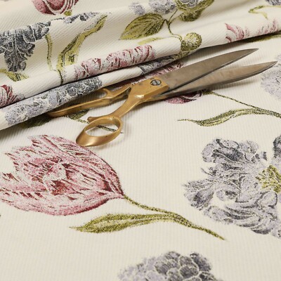 Lila in Blüte Blumen Chenille Jacquard Polster Kissen & Vorhang Stoff