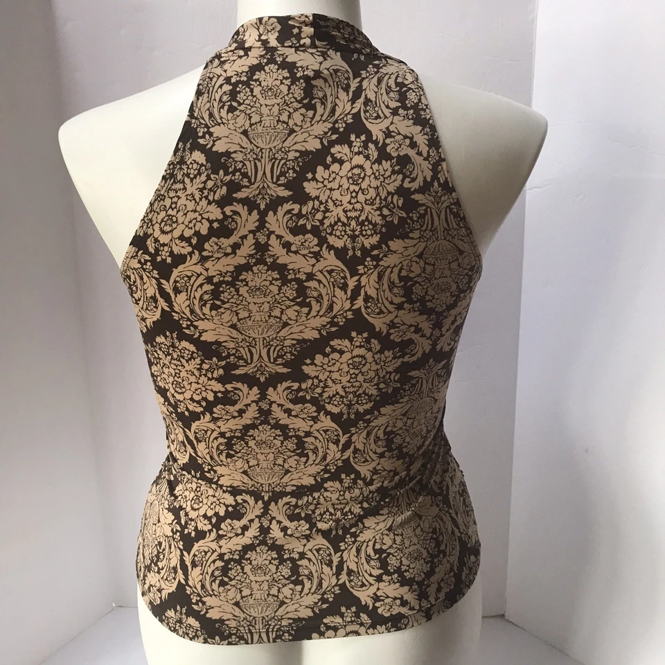 Top Babydoll Y2K INC Mediano Floral Cuentas Marrón Salir Mcbling Rave Indie Foto 4 de 4