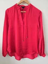H&M Women's Red Summer Long Sleeves Oversized Blouse Size Uk 4/Eu 32